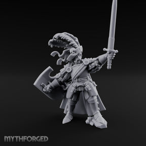 Sword Aloft Axe Bearing Human General Miniature for Dungeons and Dragons, Pathfinder or other TTRPGs
