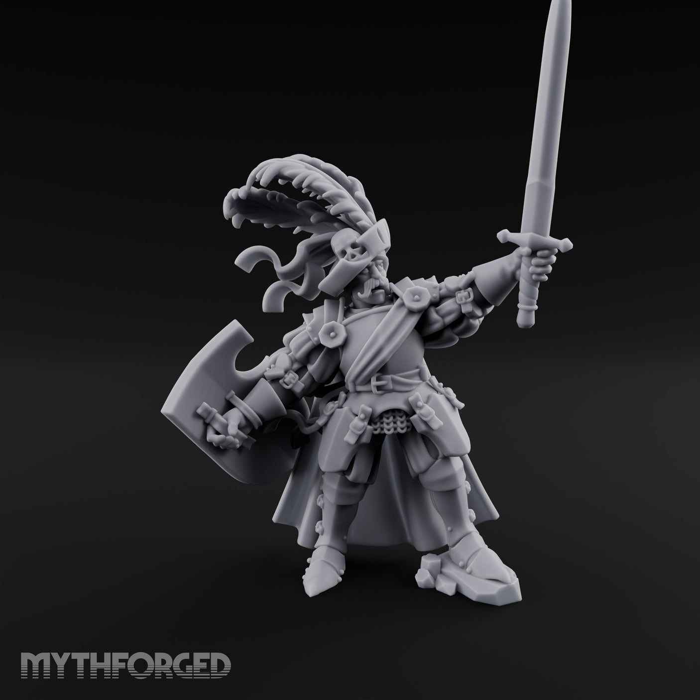 Sword Aloft Axe Bearing Human General Miniature for Dungeons and Dragons, Pathfinder or other TTRPGs