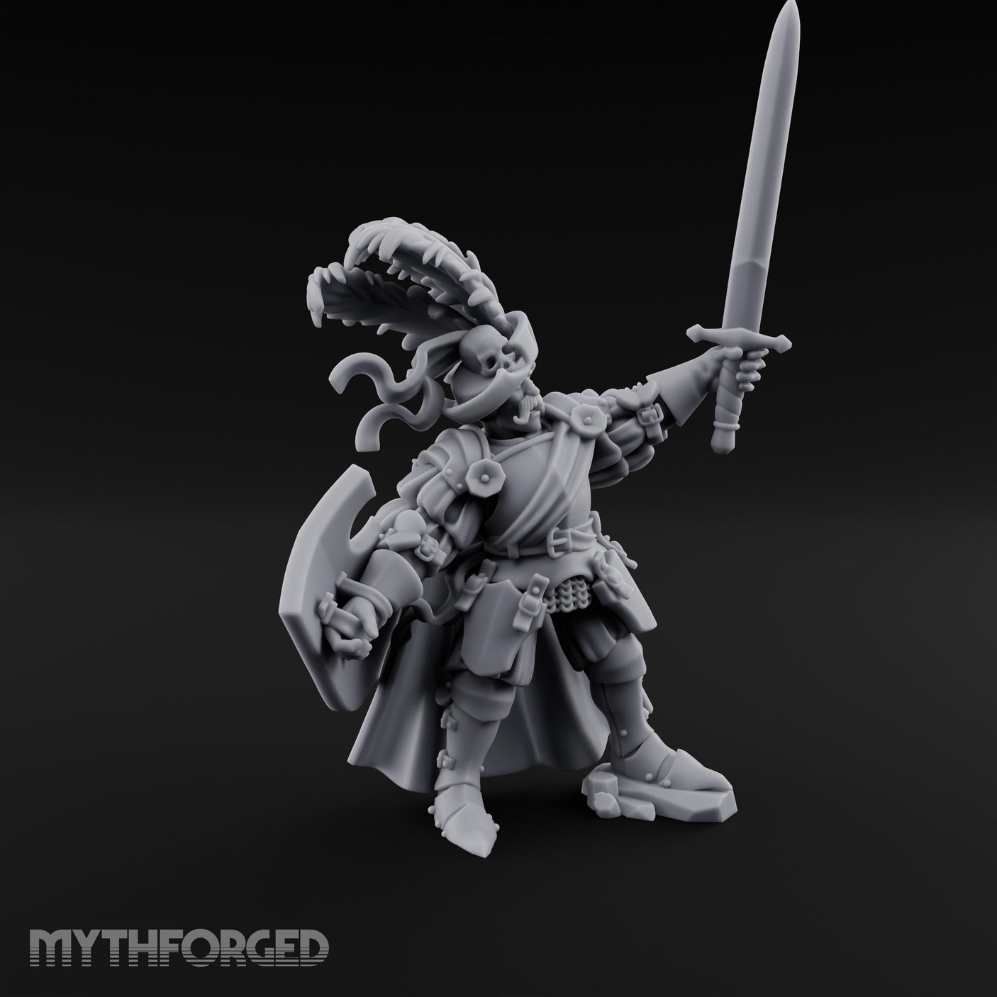 Sword Aloft Axe Bearing Human General Miniature for Dungeons and Dragons, Pathfinder or other TTRPGs
