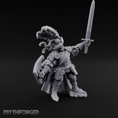 Sword Aloft Axe Bearing Human General Miniature for Dungeons and Dragons, Pathfinder or other TTRPGs