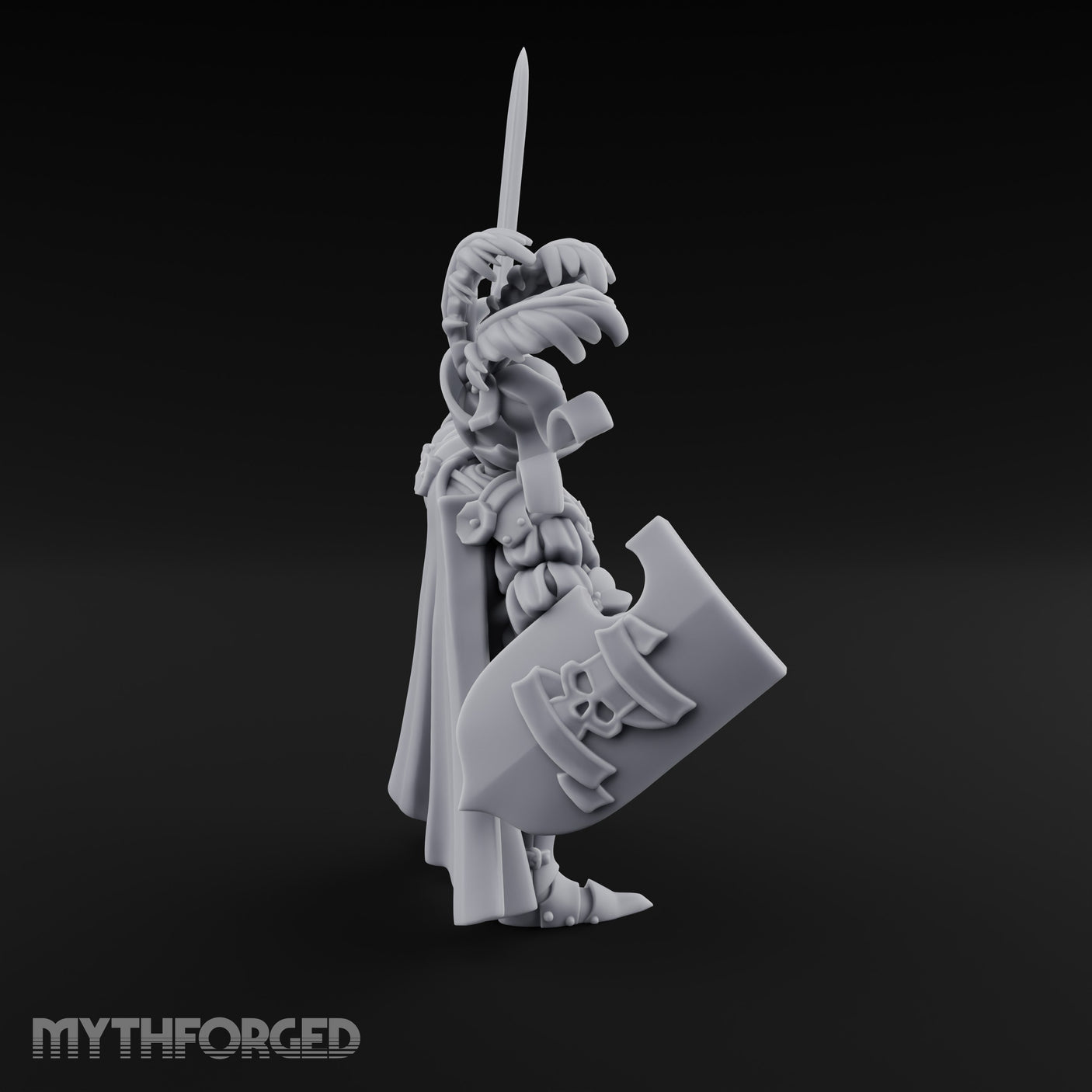 Sword Aloft Axe Bearing Human General Miniature for Dungeons and Dragons, Pathfinder or other TTRPGs