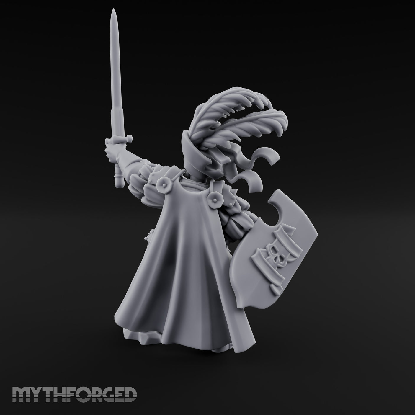 Sword Aloft Axe Bearing Human General Miniature for Dungeons and Dragons, Pathfinder or other TTRPGs