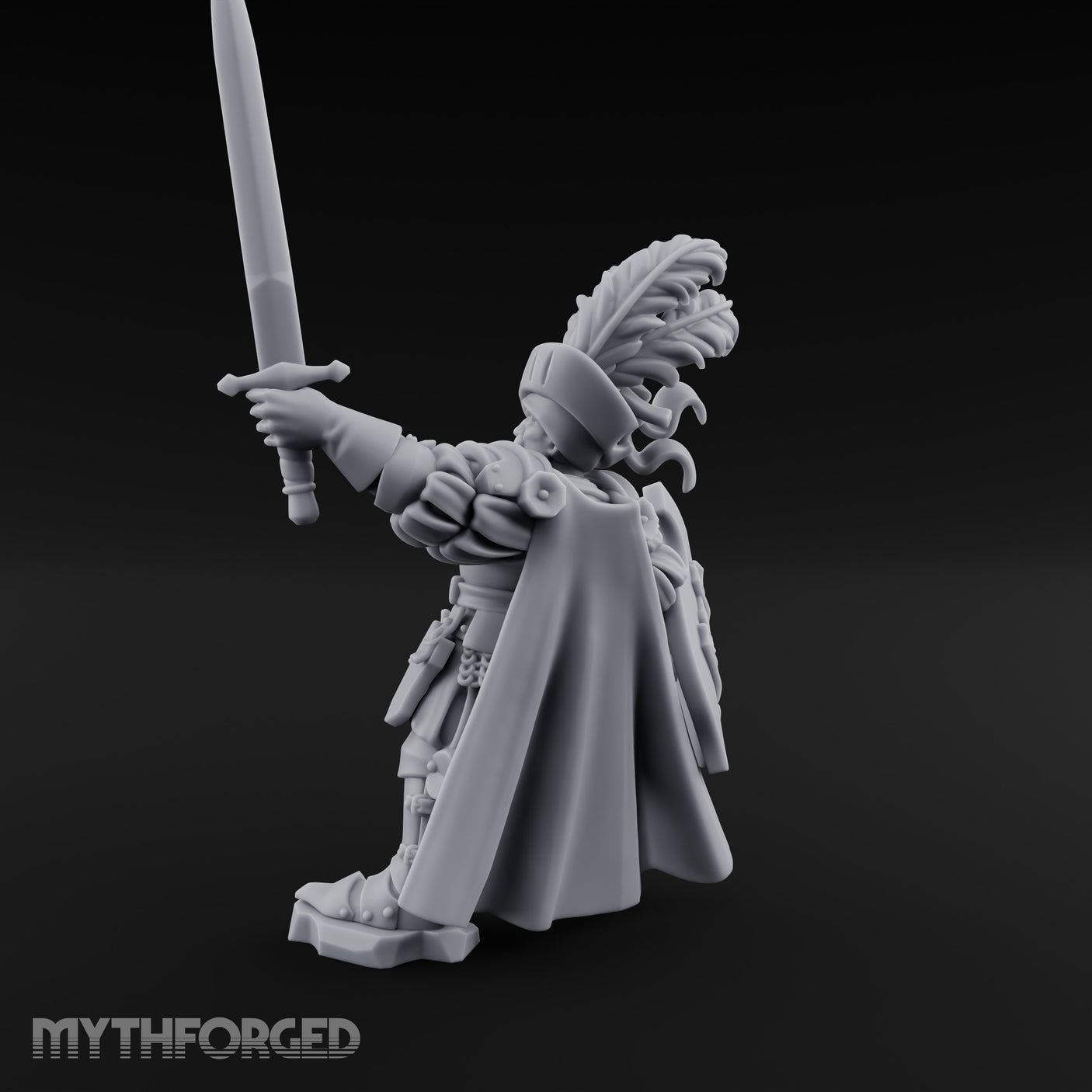 Sword Aloft Axe Bearing Human General Miniature for Dungeons and Dragons, Pathfinder or other TTRPGs