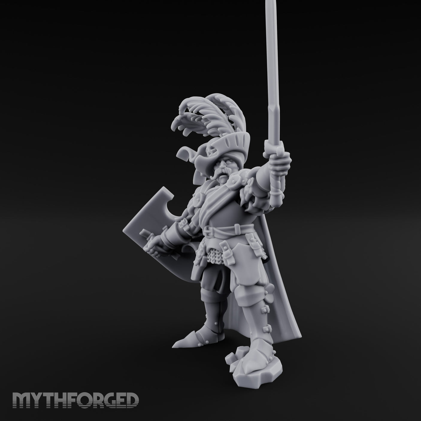 Sword Aloft Axe Bearing Human General Miniature for Dungeons and Dragons, Pathfinder or other TTRPGs