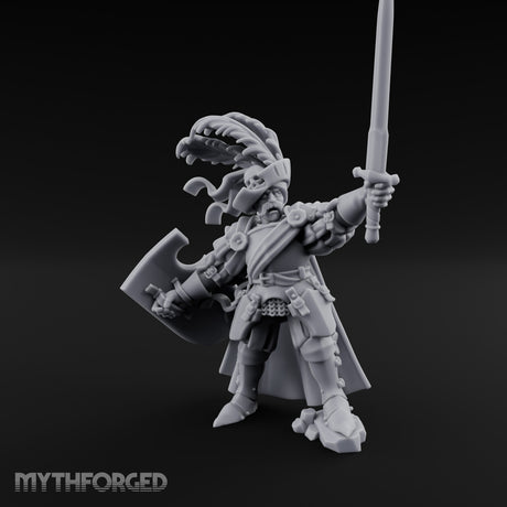 Sword Aloft Axe Bearing Human General Miniature for Dungeons and Dragons, Pathfinder or other TTRPGs