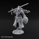 Sword Aloft Cloak Streaming Human Knight Miniature for Dungeons and Dragons, Pathfinder or other TTRPGs