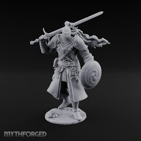 Sword Aloft Cloak Streaming Human Knight Miniature for Dungeons and Dragons, Pathfinder or other TTRPGs