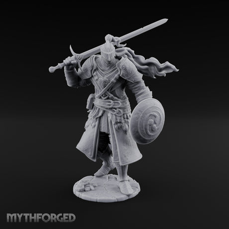 Sword Aloft Cloak Streaming Human Knight Miniature for Dungeons and Dragons, Pathfinder or other TTRPGs