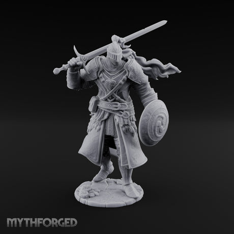 Sword Aloft Cloak Streaming Human Knight Miniature for Dungeons and Dragons, Pathfinder or other TTRPGs