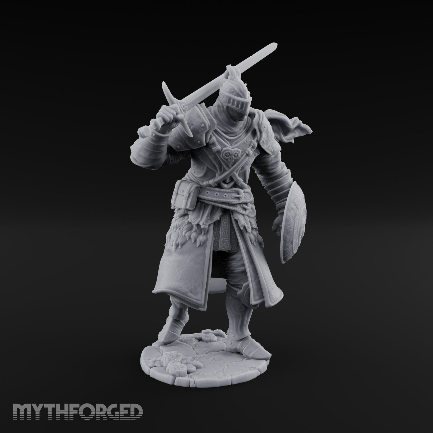 Sword Aloft Cloak Streaming Human Knight Miniature for Dungeons and Dragons, Pathfinder or other TTRPGs