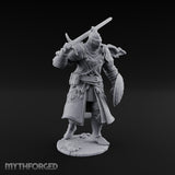 Sword Aloft Cloak Streaming Human Knight Miniature for Dungeons and Dragons, Pathfinder or other TTRPGs
