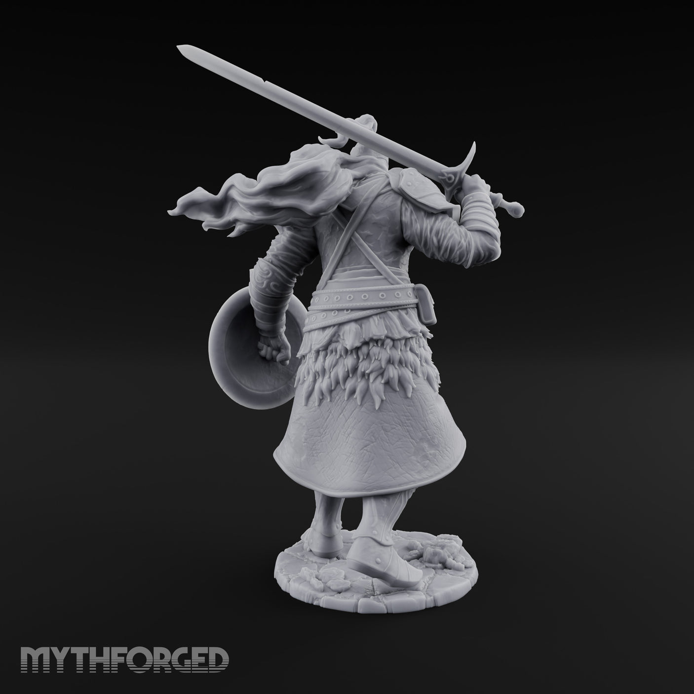 Sword Aloft Cloak Streaming Human Knight Miniature for Dungeons and Dragons, Pathfinder or other TTRPGs