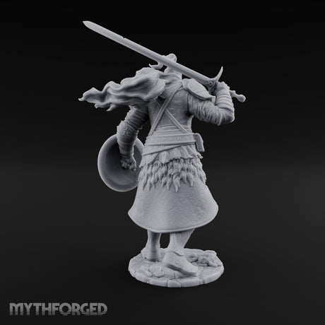 Sword Aloft Cloak Streaming Human Knight Miniature for Dungeons and Dragons, Pathfinder or other TTRPGs