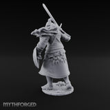 Sword Aloft Cloak Streaming Human Knight Miniature for Dungeons and Dragons, Pathfinder or other TTRPGs