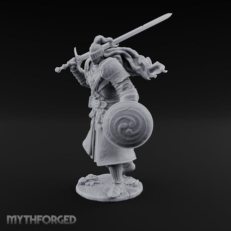 Sword Aloft Cloak Streaming Human Knight Miniature for Dungeons and Dragons, Pathfinder or other TTRPGs