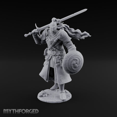 Sword Aloft Cloak Streaming Human Knight Miniature for Dungeons and Dragons, Pathfinder or other TTRPGs