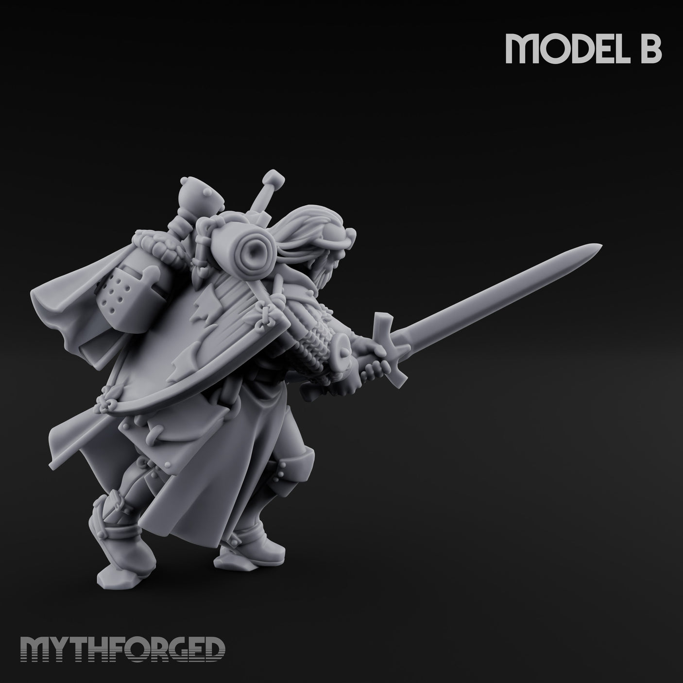 Sword Bearing Pilgrim Human Questing Knight B Miniature for Dungeons and Dragons, Pathfinder or other TTRPGs