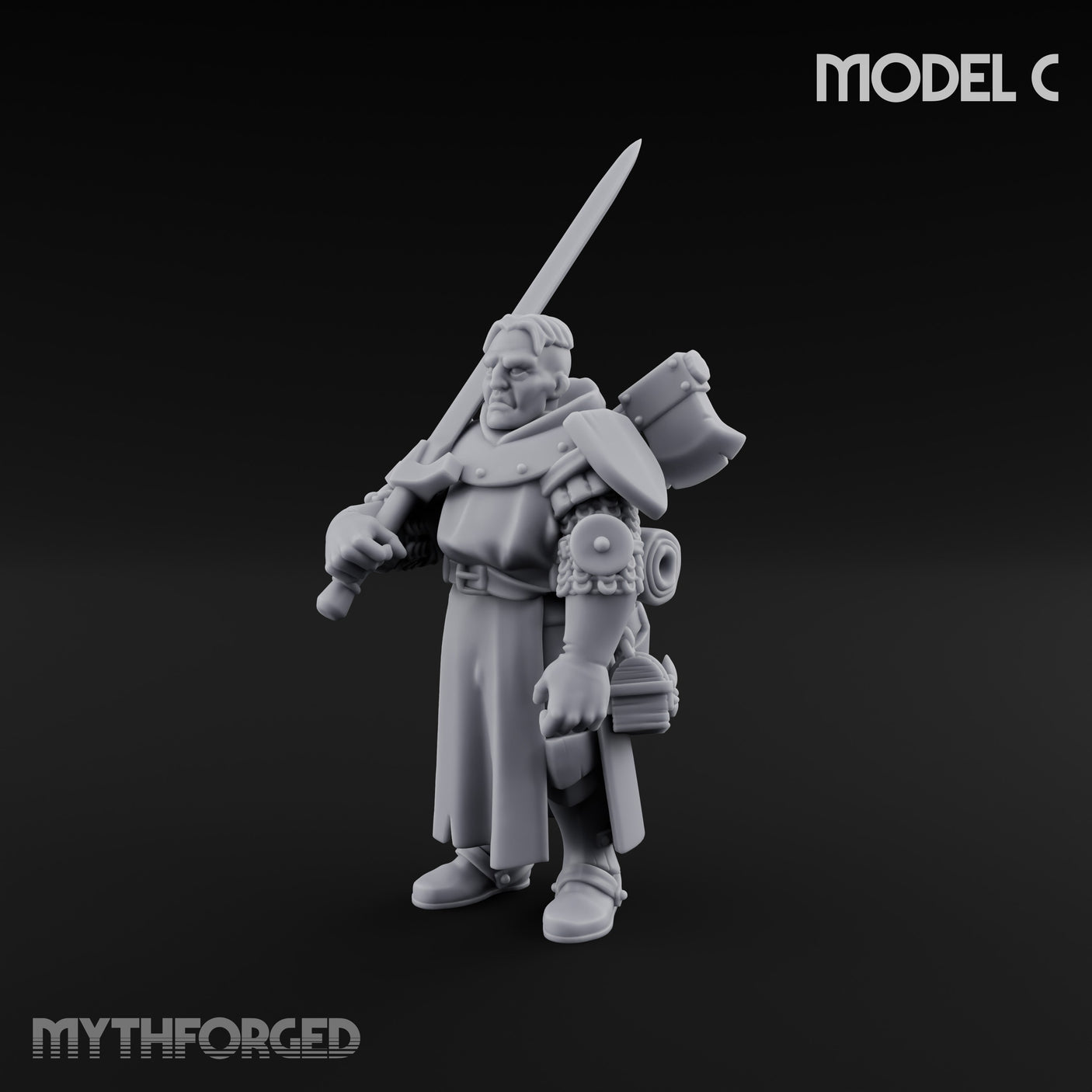 Sword Bearing Pilgrim Human Questing Knight C Miniature for Dungeons and Dragons, Pathfinder or other TTRPGs