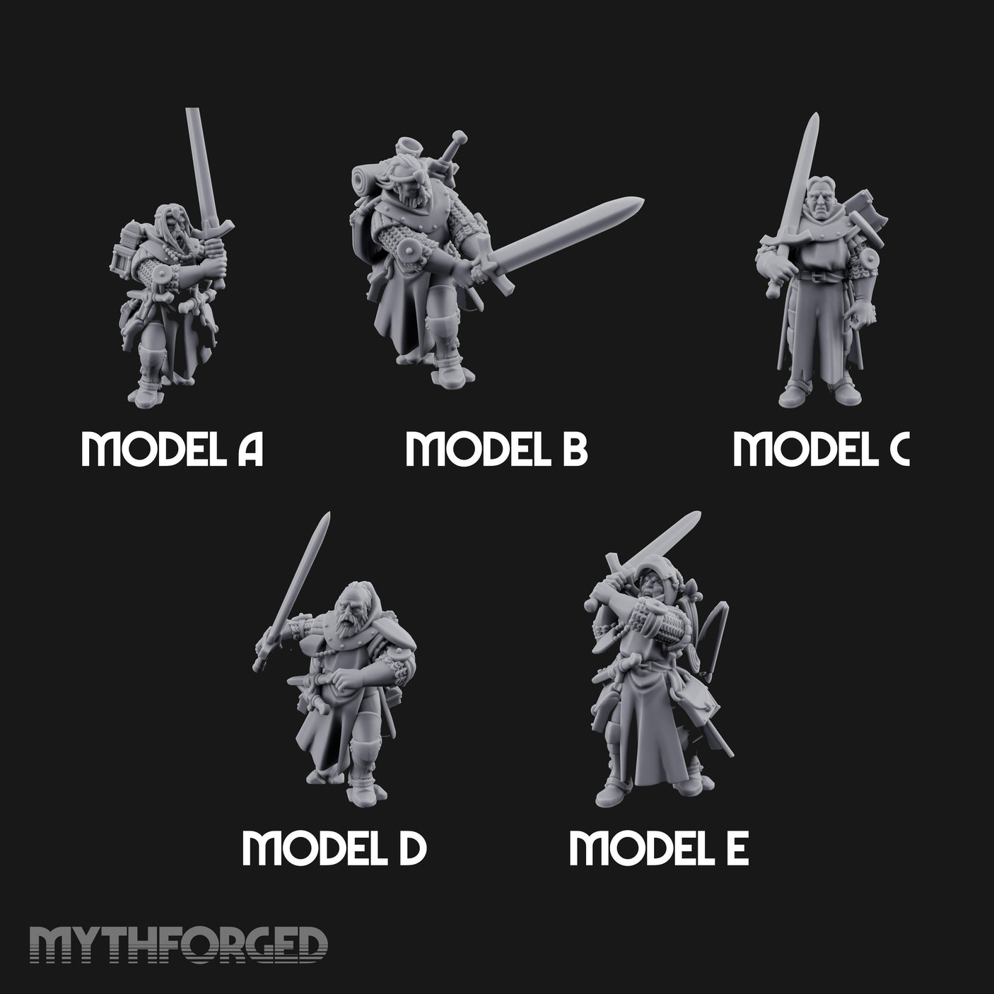 Sword Bearing Pilgrim Human Questing Knights Miniature for Dungeons and Dragons, Pathfinder or other TTRPGs