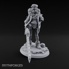 Sword Dragging Gas Masked Human Survivor Miniature for Dungeons and Dragons, Pathfinder or other TTRPGs
