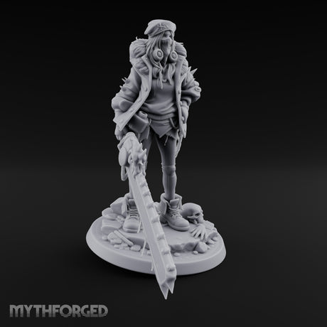 Sword Dragging Gas Masked Human Survivor Miniature for Dungeons and Dragons, Pathfinder or other TTRPGs