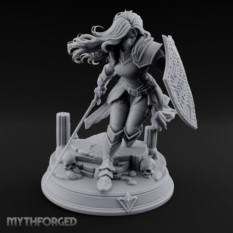 Sword Dragging Shield Raised Human Paladin — 32mm