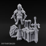 Sword-Leaned Rope-Bound Knight's Armour Stand Scene Miniature for Dungeons and Dragons, Pathfinder or other TTRPGs