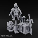 Sword-Leaned Rope-Bound Knight's Armour Stand Scene Miniature for Dungeons and Dragons, Pathfinder or other TTRPGs