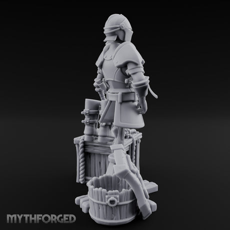 Sword-Leaned Rope-Bound Knight's Armour Stand Scene Miniature for Dungeons and Dragons, Pathfinder or other TTRPGs