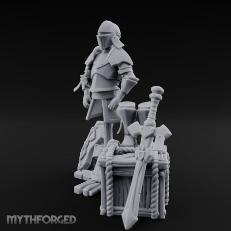 Sword-Leaned Rope-Bound Knight's Armour Stand Scene Miniature for Dungeons and Dragons, Pathfinder or other TTRPGs