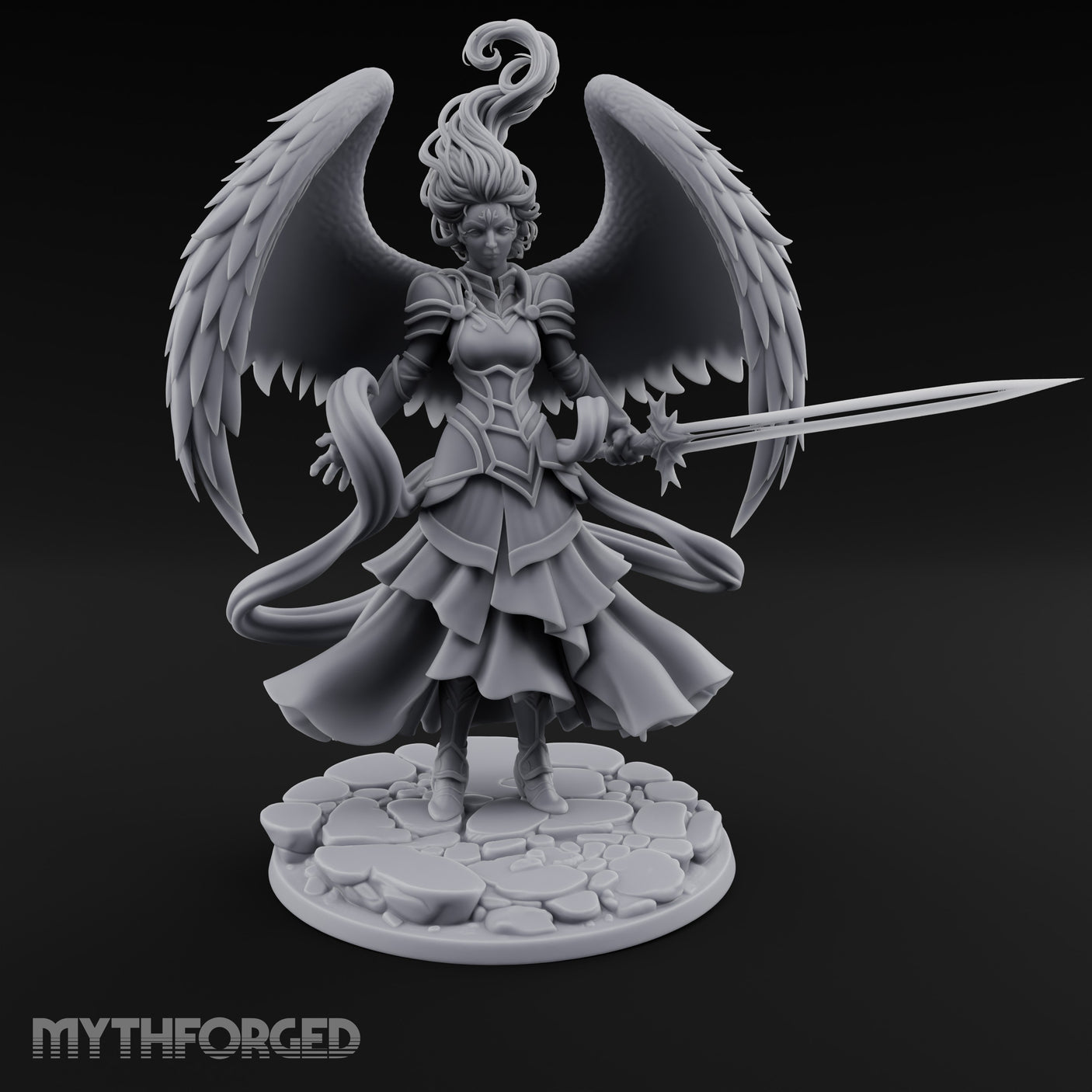 Sword Levelled Angel Warrior Miniature for Dungeons and Dragons, Pathfinder or other TTRPGs