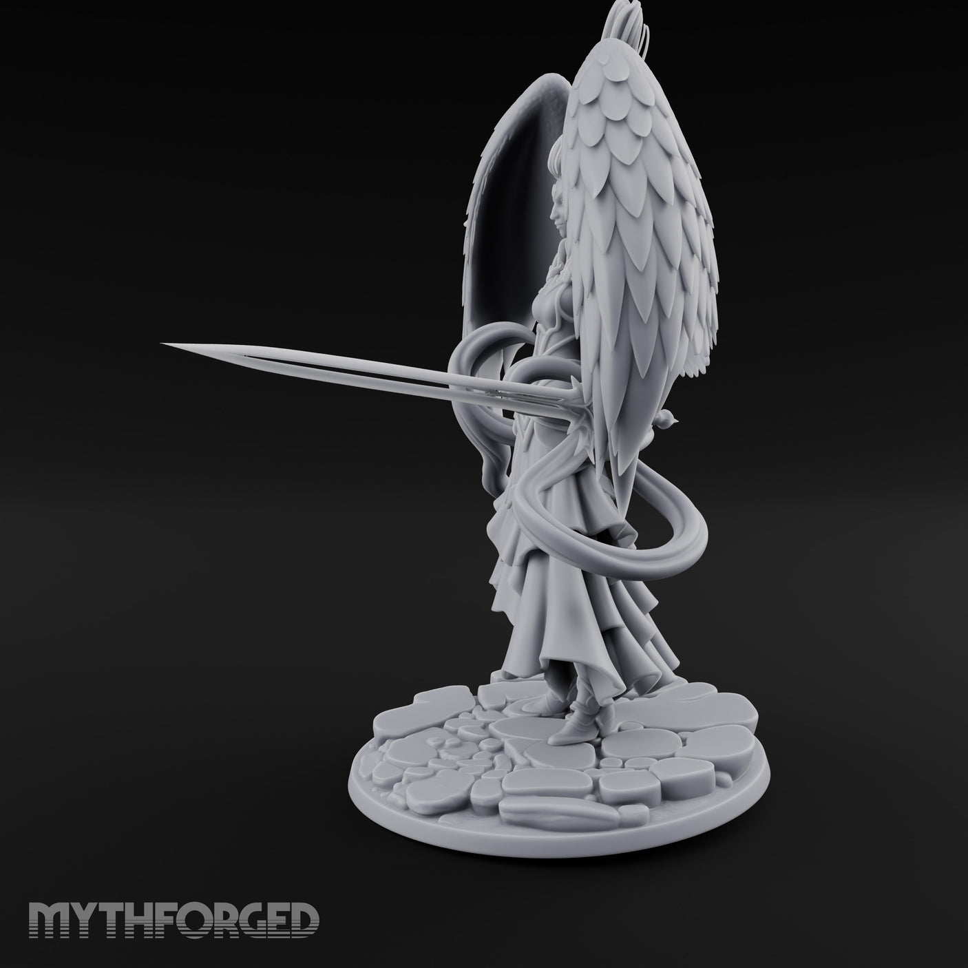 Sword Levelled Angel Warrior Miniature for Dungeons and Dragons, Pathfinder or other TTRPGs