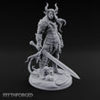 Sword Lowered Skulls Underfoot Demon Warrior Miniature for Dungeons and Dragons, Pathfinder or other TTRPGs