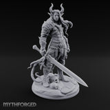 Sword Lowered Skulls Underfoot Demon Warrior Miniature for Dungeons and Dragons, Pathfinder or other TTRPGs