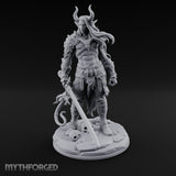 Sword Lowered Skulls Underfoot Demon Warrior Miniature for Dungeons and Dragons, Pathfinder or other TTRPGs