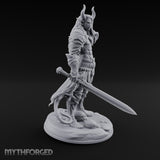 Sword Lowered Skulls Underfoot Demon Warrior Miniature for Dungeons and Dragons, Pathfinder or other TTRPGs