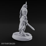 Sword Lowered Skulls Underfoot Demon Warrior Miniature for Dungeons and Dragons, Pathfinder or other TTRPGs