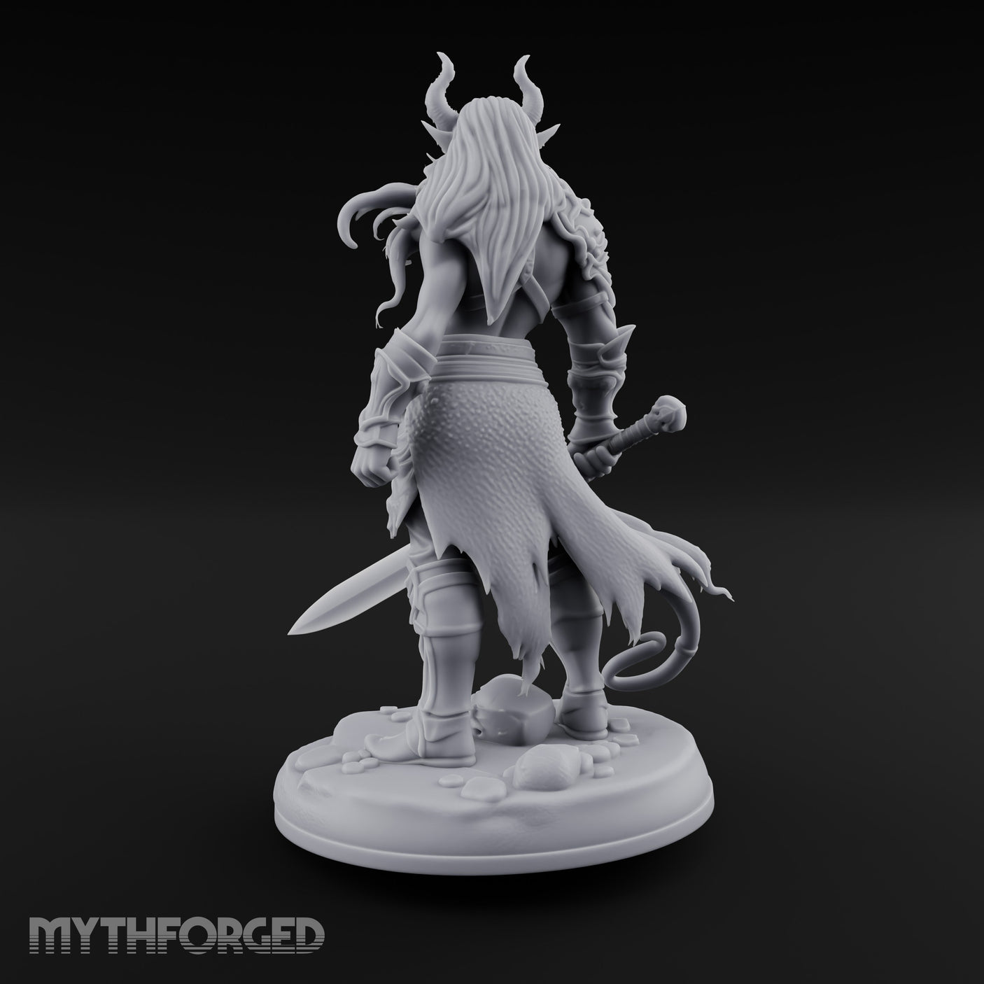 Sword Lowered Skulls Underfoot Demon Warrior Miniature for Dungeons and Dragons, Pathfinder or other TTRPGs