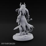 Sword Lowered Skulls Underfoot Demon Warrior Miniature for Dungeons and Dragons, Pathfinder or other TTRPGs