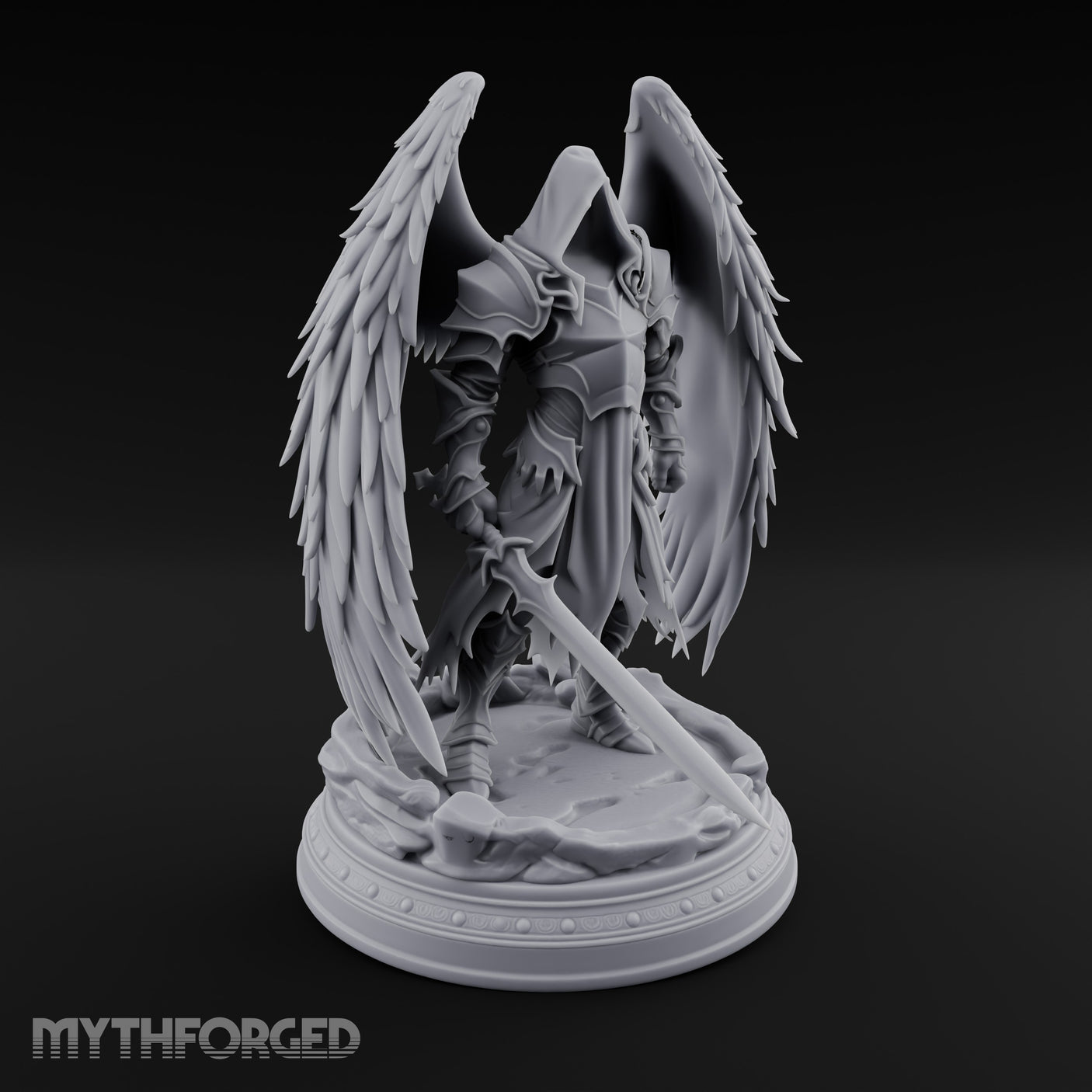 Sword Plunged Down Angel Warrior Miniature for Dungeons and Dragons, Pathfinder or other TTRPGs