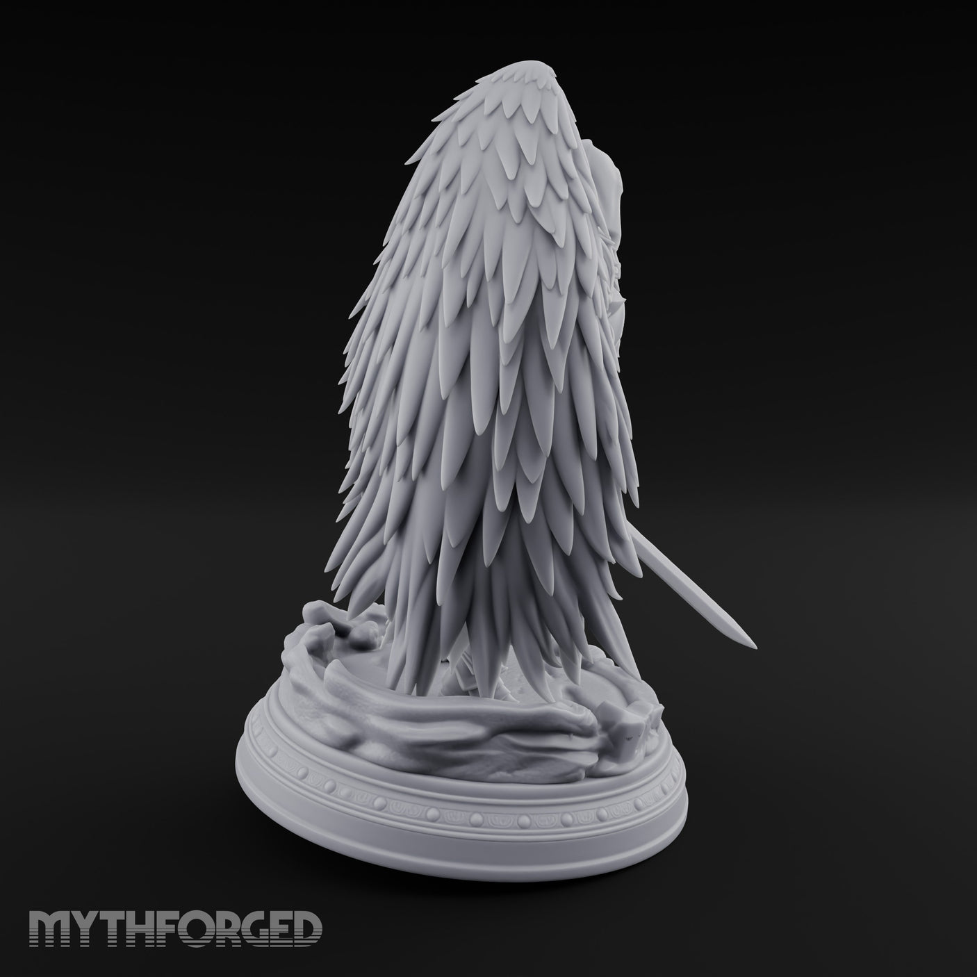 Sword Plunged Down Angel Warrior Miniature for Dungeons and Dragons, Pathfinder or other TTRPGs