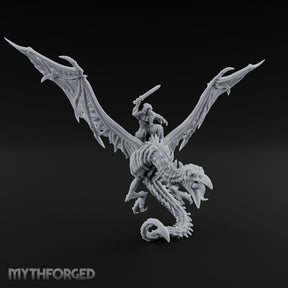Sword Raised Aloft Human Undead Dragon Rider Miniature for Dungeons and Dragons, Pathfinder or other TTRPGs