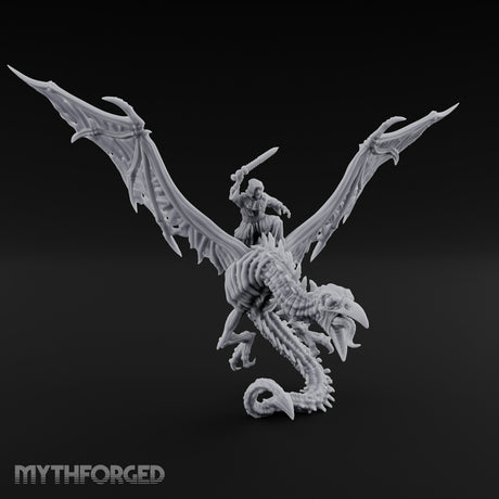 Sword Raised Aloft Human Undead Dragon Rider Miniature for Dungeons and Dragons, Pathfinder or other TTRPGs