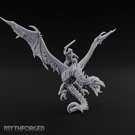 Sword Raised Aloft Human Undead Dragon Rider Miniature for Dungeons and Dragons, Pathfinder or other TTRPGs