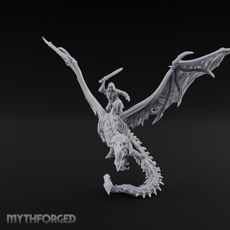 Sword Raised Aloft Human Undead Dragon Rider Miniature for Dungeons and Dragons, Pathfinder or other TTRPGs