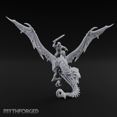 Sword Raised Aloft Human Undead Dragon Rider Miniature for Dungeons and Dragons, Pathfinder or other TTRPGs