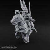 Sword Raised Winged Helm General on Horseback Miniature for Dungeons and Dragons, Pathfinder or other TTRPGs