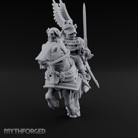 Sword Raised Winged Helm General on Horseback Miniature for Dungeons and Dragons, Pathfinder or other TTRPGs