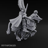 Sword Raised Winged Helm General on Horseback Miniature for Dungeons and Dragons, Pathfinder or other TTRPGs
