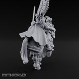 Sword Raised Winged Helm General on Horseback Miniature for Dungeons and Dragons, Pathfinder or other TTRPGs